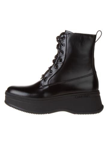 Calvin Klein Leder-Boots in Schwarz