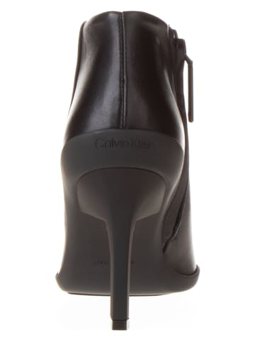 Calvin Klein Leder-Stiefeletten in Schwarz