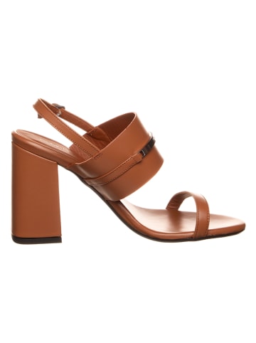 Calvin Klein Leder-Sandaletten in Hellbraun