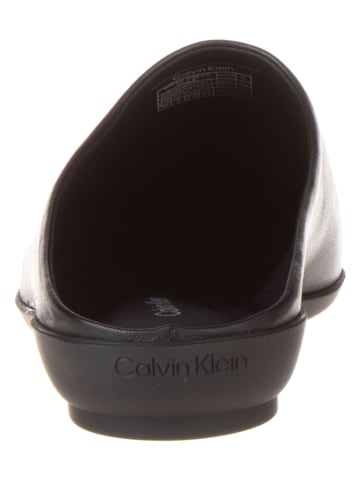 Calvin Klein Leder-Slipper in Schwarz