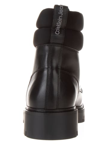Calvin Klein Leder-Boots in Schwarz