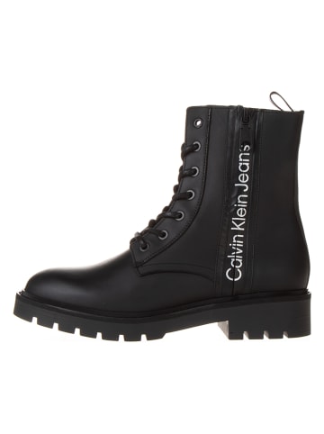 Calvin Klein Leder-Boots in Schwarz