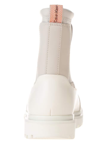 Calvin Klein Leder-Boots in Creme/ Beige