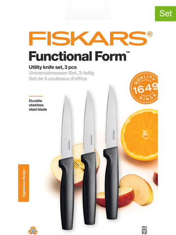 Fiskars Noże uniwersalne (3 szt.) "Functional Form" w kolorze srebrno-czarnym