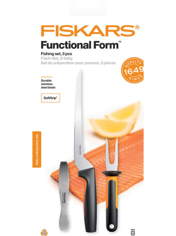 Fiskars 3tlg. Fisch-Set "Functional Form" in Schwarz/ Silber