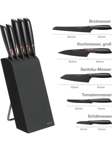 Fiskars 6-częściowy zestaw noży "Edge" w kolorze czarnym