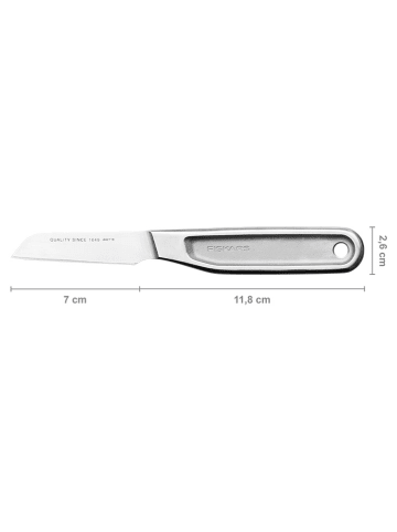 Fiskars Nóż w kolorze srebrnym do obierania - dł. 7 cm