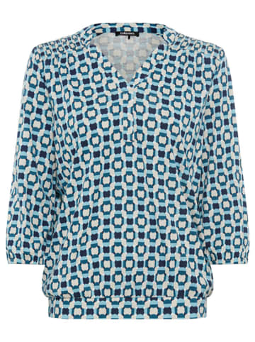 Olsen Bluse in Türkis/ Dunkelblau/ Beige