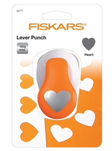 Fiskars Hebelstanzer ''Herz'' in Weiß/ Orange - (B)5 x (H)15 x (T)9 cm