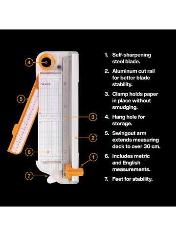 Fiskars Gilotyna w kolorze srebrno-biało-pomarańczowym do papieru - dł. 30 cm