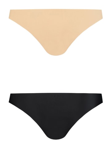 Bye Bra Figi (2 pary) w kolorze beżowo-czarnym