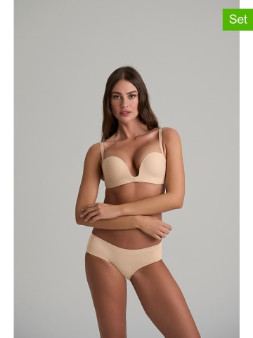Bye Bra 2er-Set: Slips in Beige/ Schwarz