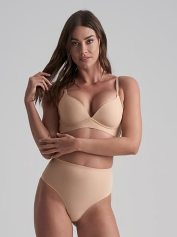 Bye Bra Stringi high waist w kolorze beżowym