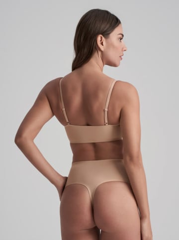 Bye Bra Stringi high waist w kolorze beżowym