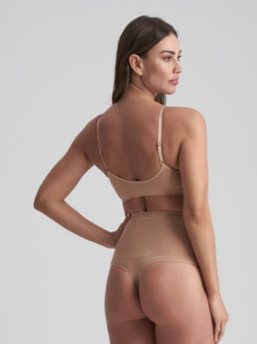 Bye Bra Stringi high waist w kolorze beżowym