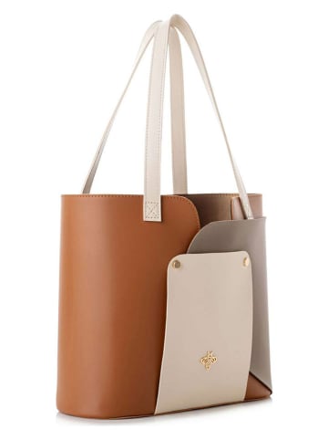 Lucky Bees Schoudertas beige/lichtbruin/kaki - (B)30 x (H)26 x (D)12 cm
