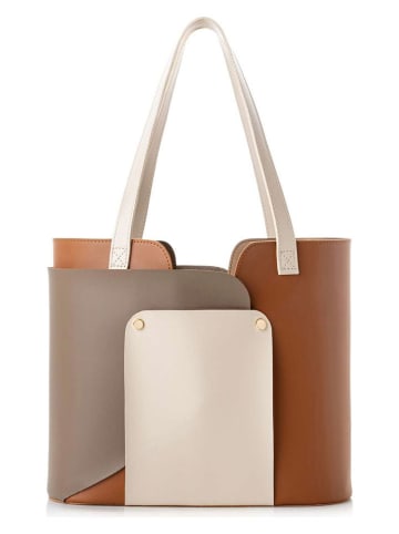 Lucky Bees Schultertasche in Beige/ Hellbraun/ Khaki - (B)30 x (H)26 x (T)12 cm
