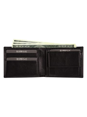 MORI Leder-Geldbörse in Schwarz - (B)11 x (H)8 x (T)2 cm