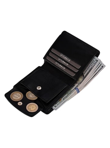 MORI Skórzany portfel w kolorze czarnym - 10 x 9 x 2 cm