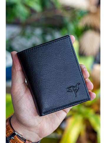 MORI Leder-Geldbörse in Schwarz - (B)8 x (H)10 x (T)2 cm