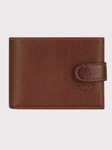 Lucky Bees Skórzany portfel w kolorze jasnobrązowym - 8 x 2 cm