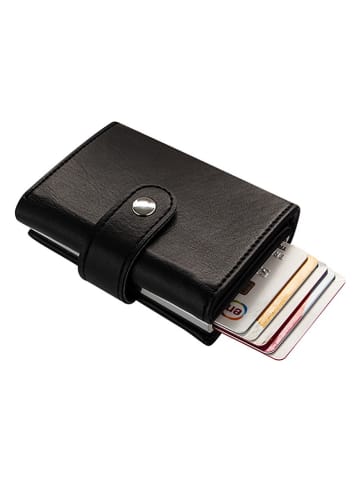 MORI Skórzany portfel w kolorze czarnym - 10 x 7 x 2 cm