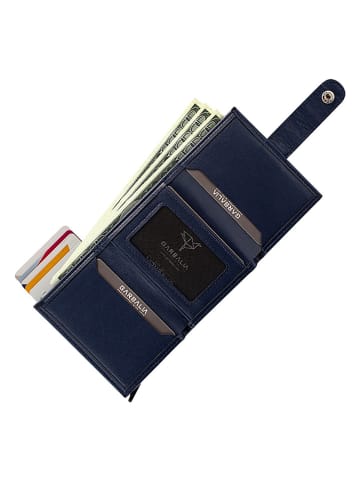 MORI Leren portemonnee donkerblauw - (B)10 x (H)7 x (D)2 cm