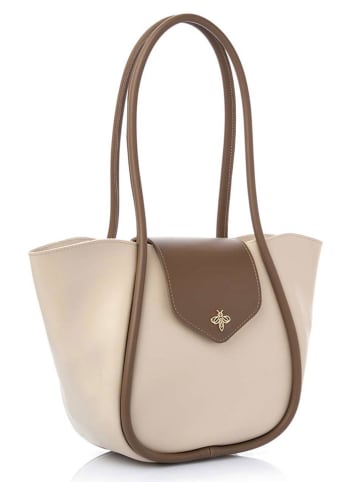 Lucky Bees Schultertasche ''Greta'' in Creme - (B)35 x (H)23 x (T)11 cm