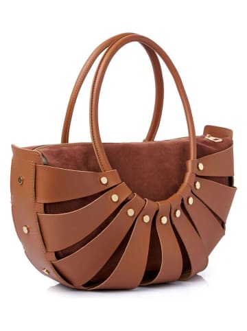 Lucky Bees Henkeltasche "Ingrid" in Hellbraun - (B)35 x (H)18 x (T)15 cm