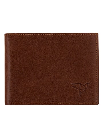 MORI Skórzany portfel w kolorze brązowym - 11 x 8 x 2 cm