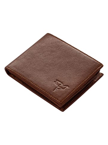 MORI Leder-Geldbörse in Braun - (B)11 x (H)8 x (T)2 cm