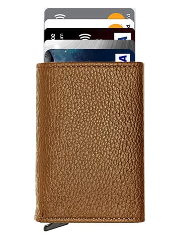 MORI Leren portemonnee lichtbruin - (B)9 x (H)6 x (D)2 cm