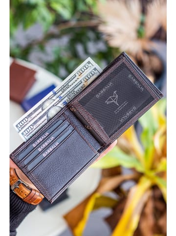 MORI Leren portemonnee bruin - (B)11 x (H)8 x (D)2 cm