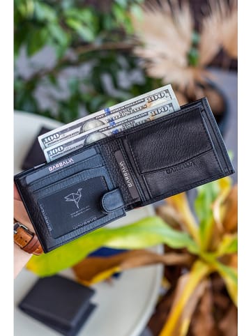 MORI Leder-Geldbörse in Schwarz - (B)11 x (H)8 x (T)2 cm