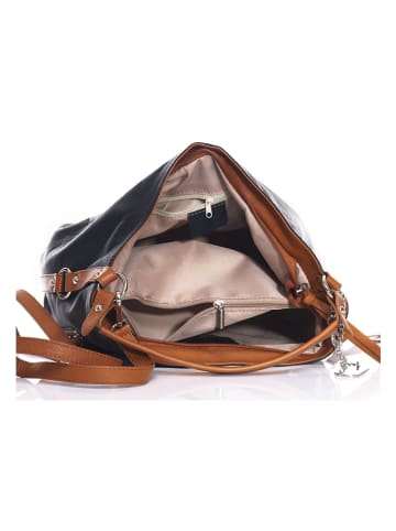 Anna Morellini Leder-Schultertasche "Noalia" in Schwarz - (B)32 x (H)25 x (T)12 cm