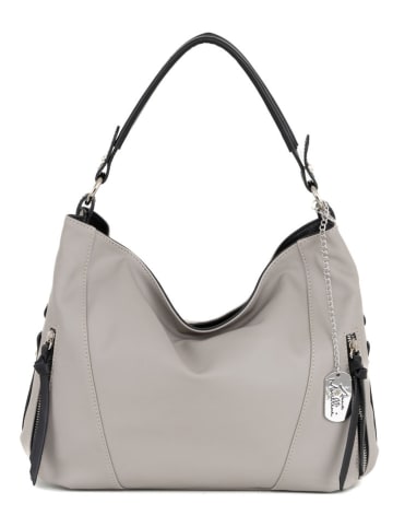Anna Morellini Leder-Schultertasche "Noalia" in Grau - (B)32 x (H)25 x (T)12 cm