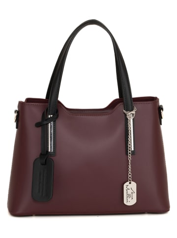 Anna Morellini Leder-Henkeltasche "Dalila" in Bordeaux - (B)28 x (H)22 x (T)8 cm