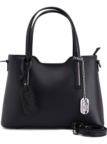 Anna Morellini Leren handtas "Corinna" zwart - (B)28 x (H)22 x (D)8 cm