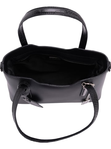 Anna Morellini Leder-Henkeltasche "Corinna" in Schwarz - (B)28 x (H)22 x (T)8 cm