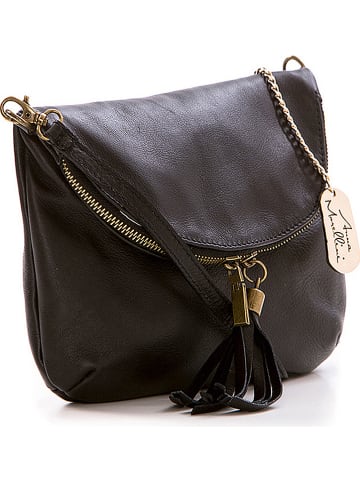 Anna Morellini Leder-Umhängetasche "Alice" in Schwarz - (B)22 x (H)18 x (T)2 cm