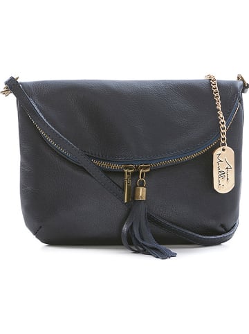 Anna Morellini Leder-Umhängetasche "Alice" in Dunkelblau - (B)22 x (H)18 x (T)2 cm
