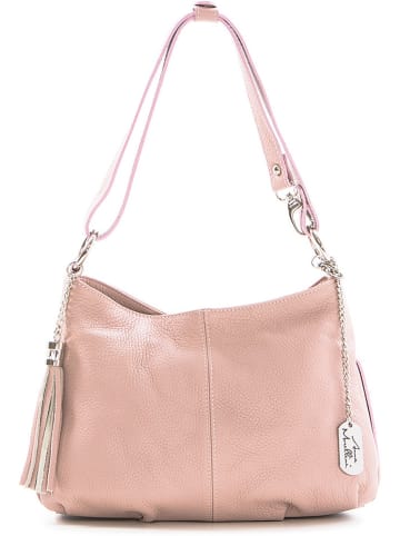 Anna Morellini Leder-Schultertasche "Mia" in Rosa - (B)30 x (H)20 x (T)8 cm