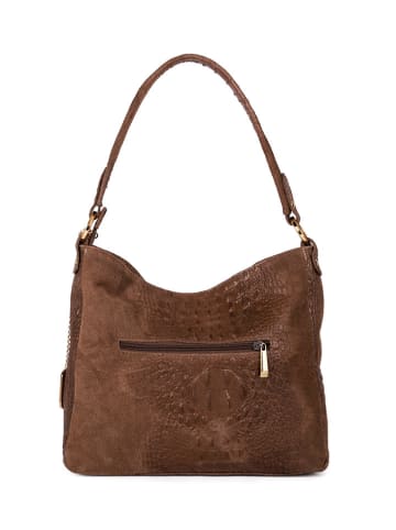 Anna Morellini Leder-Schultertasche "Linda" in Braun - (B)29 x (H)24 x (T)8 cm