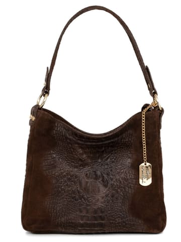 Anna Morellini Leren schoudertas "Linda" donkerbruin - (B)29 x (H)24 x (D)8 cm