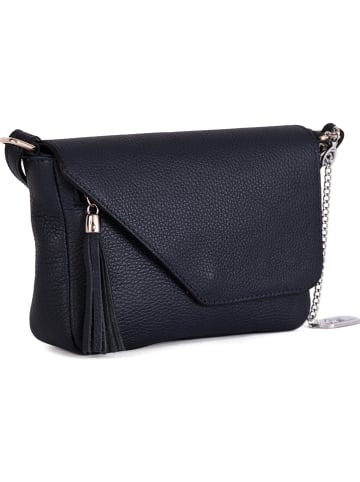 Anna Morellini Leder-Umhängetasche "Lola" in Dunkelblau - (B)24 x (H)18 x (T)6 cm