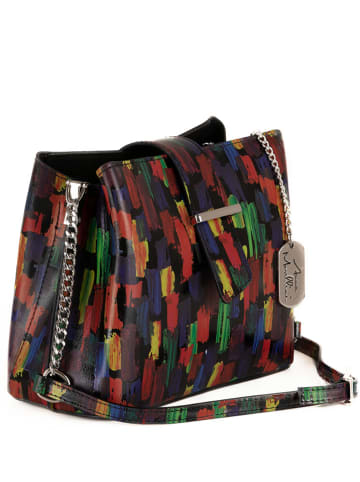 Anna Morellini Leren schoudertas "Olivia" zwart/meerkleurig - (L)23 x (B)9 x (H)18 cm
