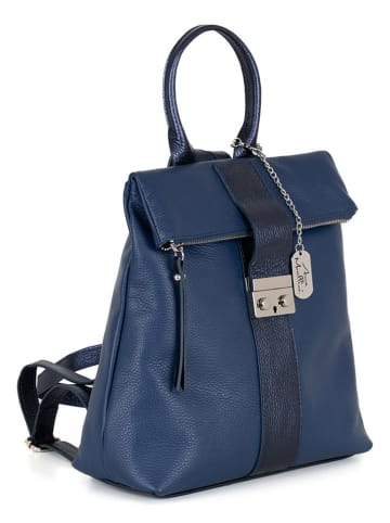 Anna Morellini Leder-Rucksack "Azalea" in Dunkelblau - (B)30 x (H)31 x (T)11 cm