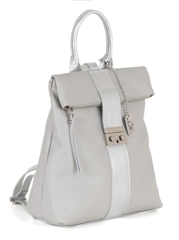 Anna Morellini Leren rugzak "Azalea" grijs - (B)30 x (H)31 x (D)11 cm