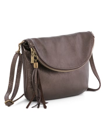 Anna Morellini Leder-Umhängetasche "Beverly" in Bronze - (B)22 x (H)18 x (T)2 cm