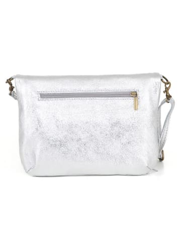 Anna Morellini Leder-Umhängetasche "Beverly" in Silber - (B)22 x (H)18 x (T)2 cm